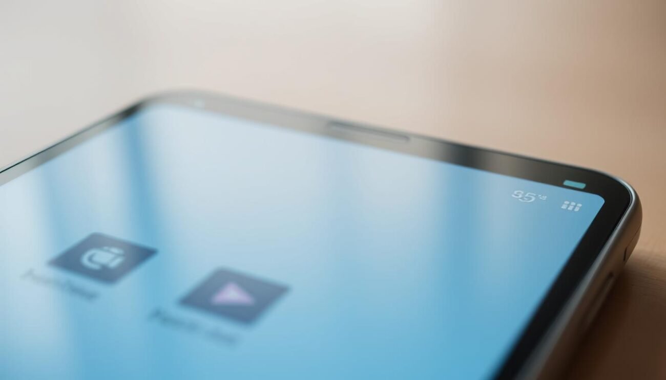 A close-up view of a smartphone or android device display, showcasing the compatibility and integration of GSE Smart IPTV services. The screen should present a clean, minimalist interface with icons and visual cues indicating the device's readiness for IPTV setup and configuration. The background should be a soft, neutral tone, creating a sense of focus on the device and its capabilities. Lighting should be natural and diffused, highlighting the device's screen and creating a sense of depth and dimension. The angle should be slightly elevated, giving a slight bird's-eye perspective to emphasize the device's prominence and the user's preparedness for the installation process. A close-up view of a smartphone or android device display, showcasing the compatibility and integration of GSE Smart IPTV services. The screen should present a clean, minimalist interface with icons and visual cues indicating the device's readiness for IPTV setup and configuration. The background should be a soft, neutral tone, creating a sense of focus on the device and its capabilities. Lighting should be natural and diffused, highlighting the device's screen and creating a sense of depth and dimension. The angle should be slightly elevated, giving a slight bird's-eye perspective to emphasize the device's prominence and the user's preparedness for the installation process.