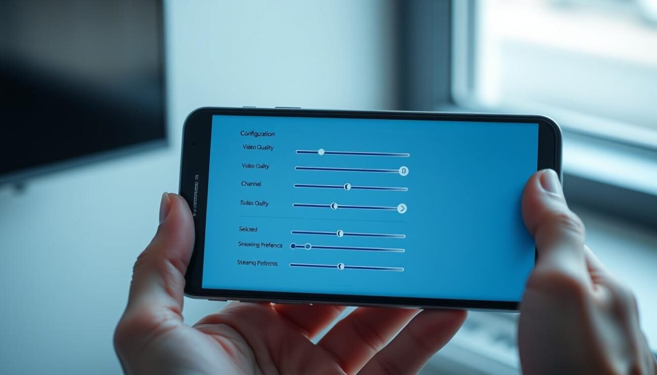 A sleek and modern Windows IPTV Player interface displayed on a high-resolution smartphone screen. The configuration settings are neatly organized, with intuitive icons and sliders for adjusting parameters like video quality, channel selection, and streaming preferences. The layout is clean and uncluttered, with a minimalist color scheme of blues and grays that conveys a sense of professionalism and technical sophistication. Soft lighting illuminates the screen, creating a subtle depth of field and highlighting the details of the user interface. The device is held in a natural, hand-held position, conveying the ease and accessibility of the IPTV configuration process. A sleek and modern Windows IPTV Player interface displayed on a high-resolution smartphone screen. The configuration settings are neatly organized, with intuitive icons and sliders for adjusting parameters like video quality, channel selection, and streaming preferences. The layout is clean and uncluttered, with a minimalist color scheme of blues and grays that conveys a sense of professionalism and technical sophistication. Soft lighting illuminates the screen, creating a subtle depth of field and highlighting the details of the user interface. The device is held in a natural, hand-held position, conveying the ease and accessibility of the IPTV configuration process.