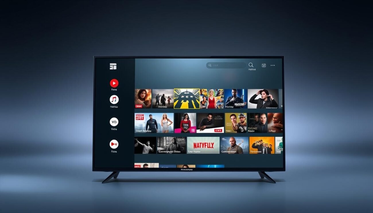 A sleek, minimalist interface showcasing the key features of the TiviMate IPTV player. In the foreground, a stylized close-up of the app's intuitive navigation, with clean icons and smooth transitions. The middle ground features a grid of thumbnails highlighting the diverse content available, from live TV channels to on-demand movies and shows. In the background, a subtle, atmospheric gradient evokes a sense of entertainment and connectivity. Soft, directional lighting accentuates the app's modern, user-friendly design, conveying the seamless IPTV experience TiviMate provides. A sleek, minimalist interface showcasing the key features of the TiviMate IPTV player. In the foreground, a stylized close-up of the app's intuitive navigation, with clean icons and smooth transitions. The middle ground features a grid of thumbnails highlighting the diverse content available, from live TV channels to on-demand movies and shows. In the background, a subtle, atmospheric gradient evokes a sense of entertainment and connectivity. Soft, directional lighting accentuates the app's modern, user-friendly design, conveying the seamless IPTV experience TiviMate provides.