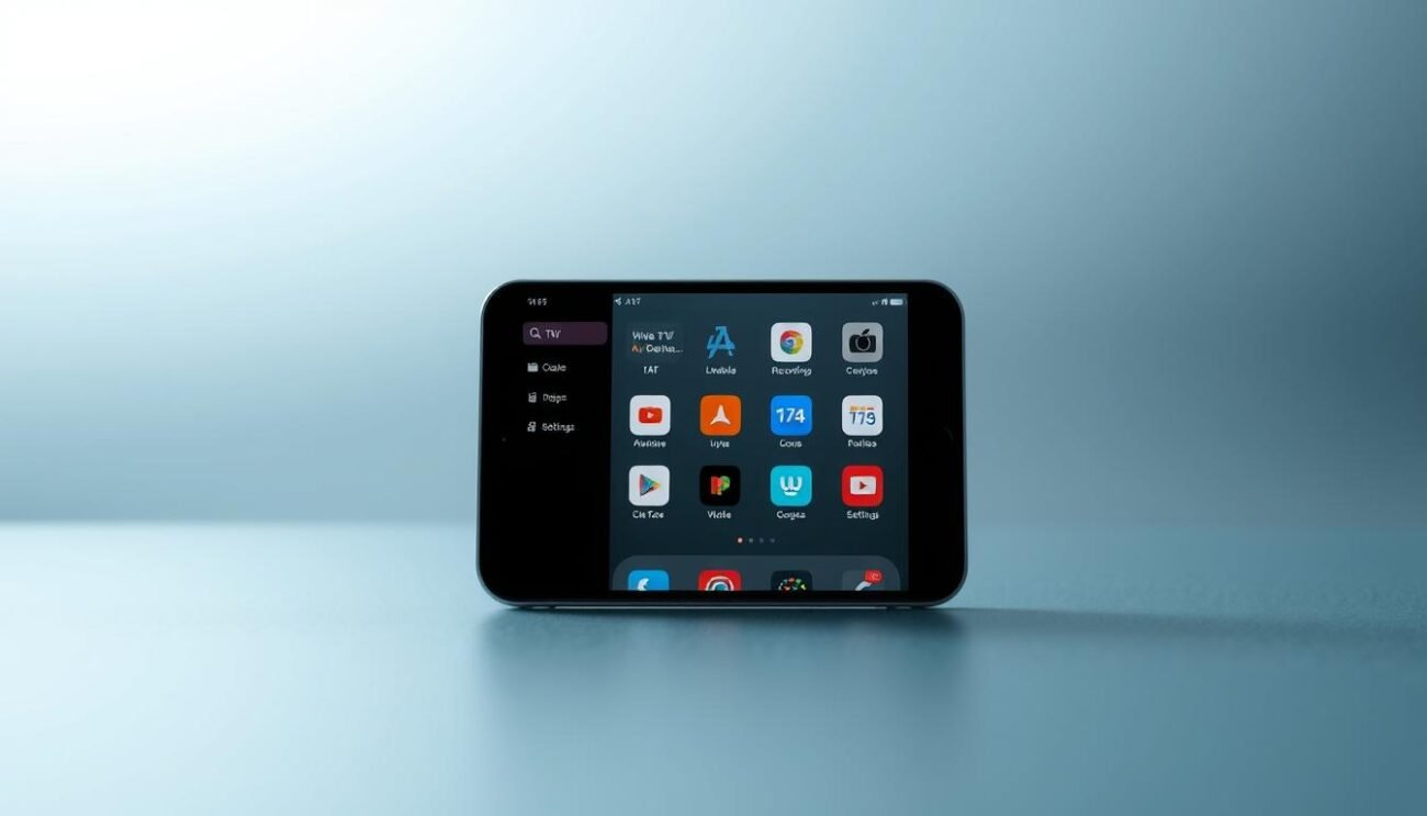 A sleek, minimalist interface showcasing the key features of the TiviMate iOS app. In the foreground, a crisp, high-resolution display of the app's home screen, highlighting the clean navigation menu and intuitive layout. In the middle ground, a collection of app icons representing the various functionalities, such as live TV, recordings, and settings. The background features a soft, blurred gradient in shades of blue and gray, evoking a sense of modern technology and digital elegance. The lighting is natural and diffused, creating a well-balanced and visually appealing composition. The camera angle is slightly elevated, providing an immersive and comprehensive view of the app's user experience. A sleek, minimalist interface showcasing the key features of the TiviMate iOS app. In the foreground, a crisp, high-resolution display of the app's home screen, highlighting the clean navigation menu and intuitive layout. In the middle ground, a collection of app icons representing the various functionalities, such as live TV, recordings, and settings. The background features a soft, blurred gradient in shades of blue and gray, evoking a sense of modern technology and digital elegance. The lighting is natural and diffused, creating a well-balanced and visually appealing composition. The camera angle is slightly elevated, providing an immersive and comprehensive view of the app's user experience.