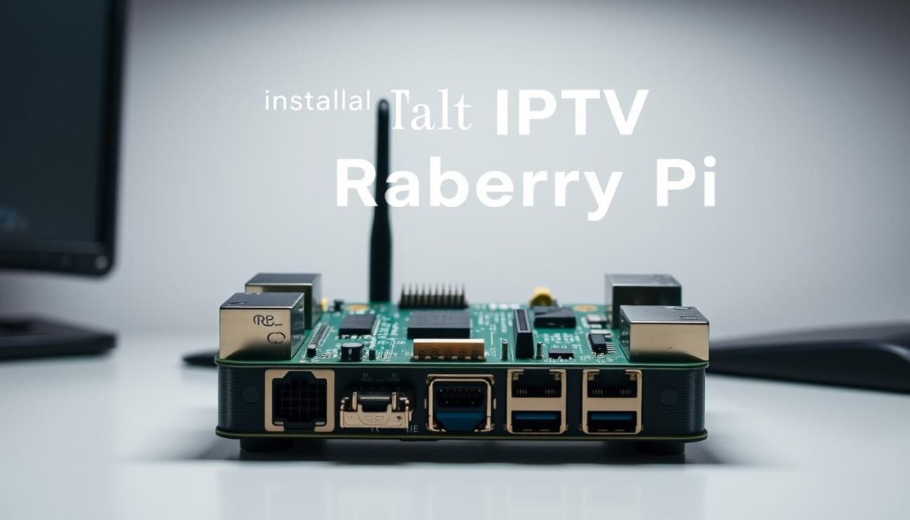 A neatly organized Raspberry Pi setup, with the device positioned prominently in the center. The Raspberry Pi's ports and connections are clearly visible, showcasing the PVR (Personal Video Recorder) configuration. The background features a clean, modern workspace with a minimalist design, allowing the device to take center stage. Soft, diffused lighting illuminates the scene, creating a professional and informative atmosphere. The image conveys a sense of simplicity and efficiency, reflecting the guide's focus on installing IPTV on the Raspberry Pi. A neatly organized Raspberry Pi setup, with the device positioned prominently in the center. The Raspberry Pi's ports and connections are clearly visible, showcasing the PVR (Personal Video Recorder) configuration. The background features a clean, modern workspace with a minimalist design, allowing the device to take center stage. Soft, diffused lighting illuminates the scene, creating a professional and informative atmosphere. The image conveys a sense of simplicity and efficiency, reflecting the guide's focus on installing IPTV on the Raspberry Pi.